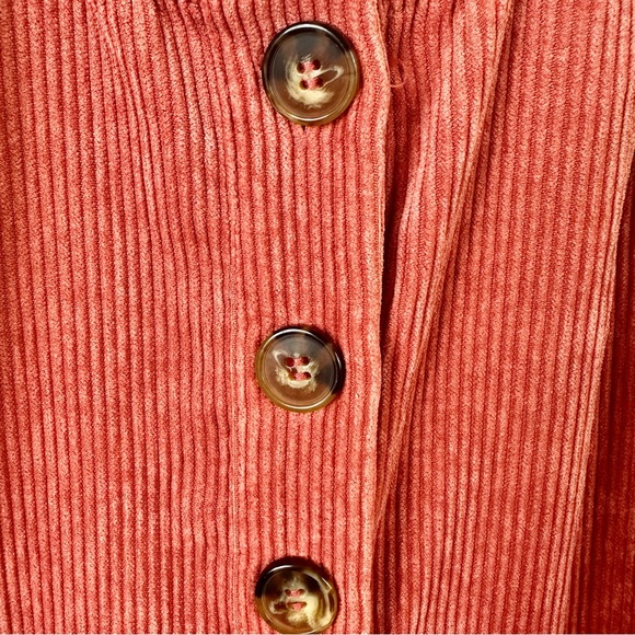 MODCLOTH AS YOU WISH WIDE LEG ORANGE SLEEVELESS CORDUROY JUMPSUIT SIZE (S) - Picture 9 of 11